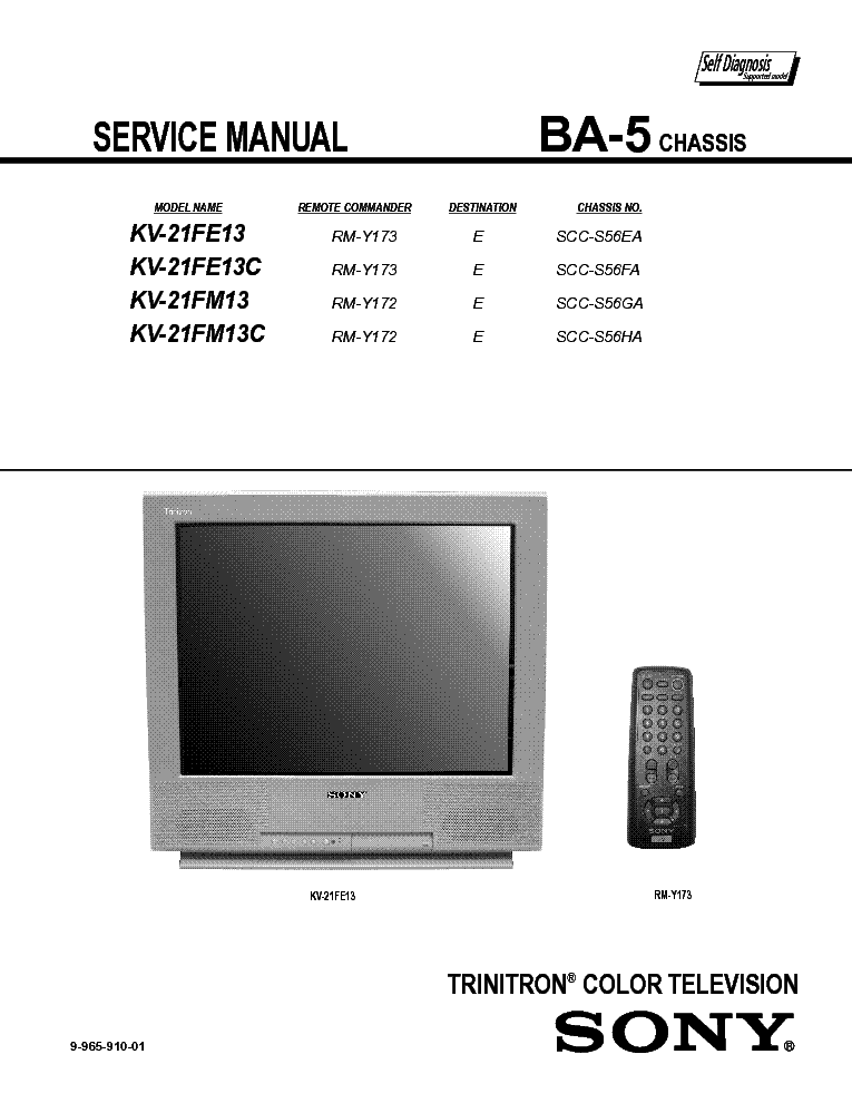 SONY KV-21FE13.FM13.C BA5 service manual (1st page)