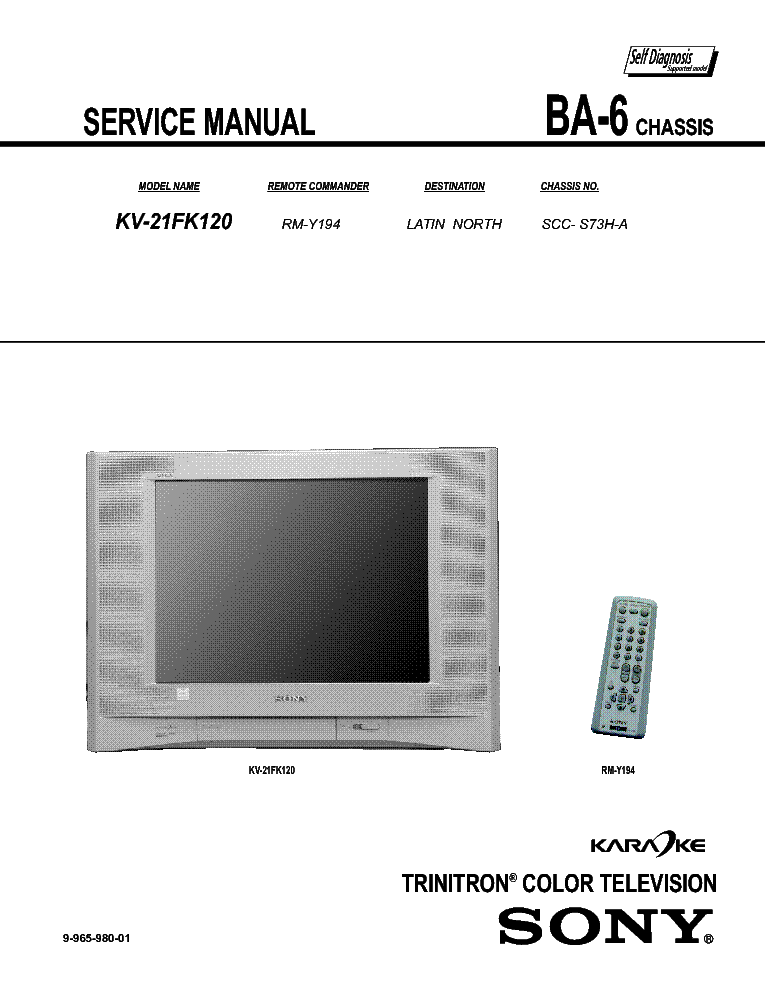SONY KV-21FK120 BA6 service manual (2nd page)