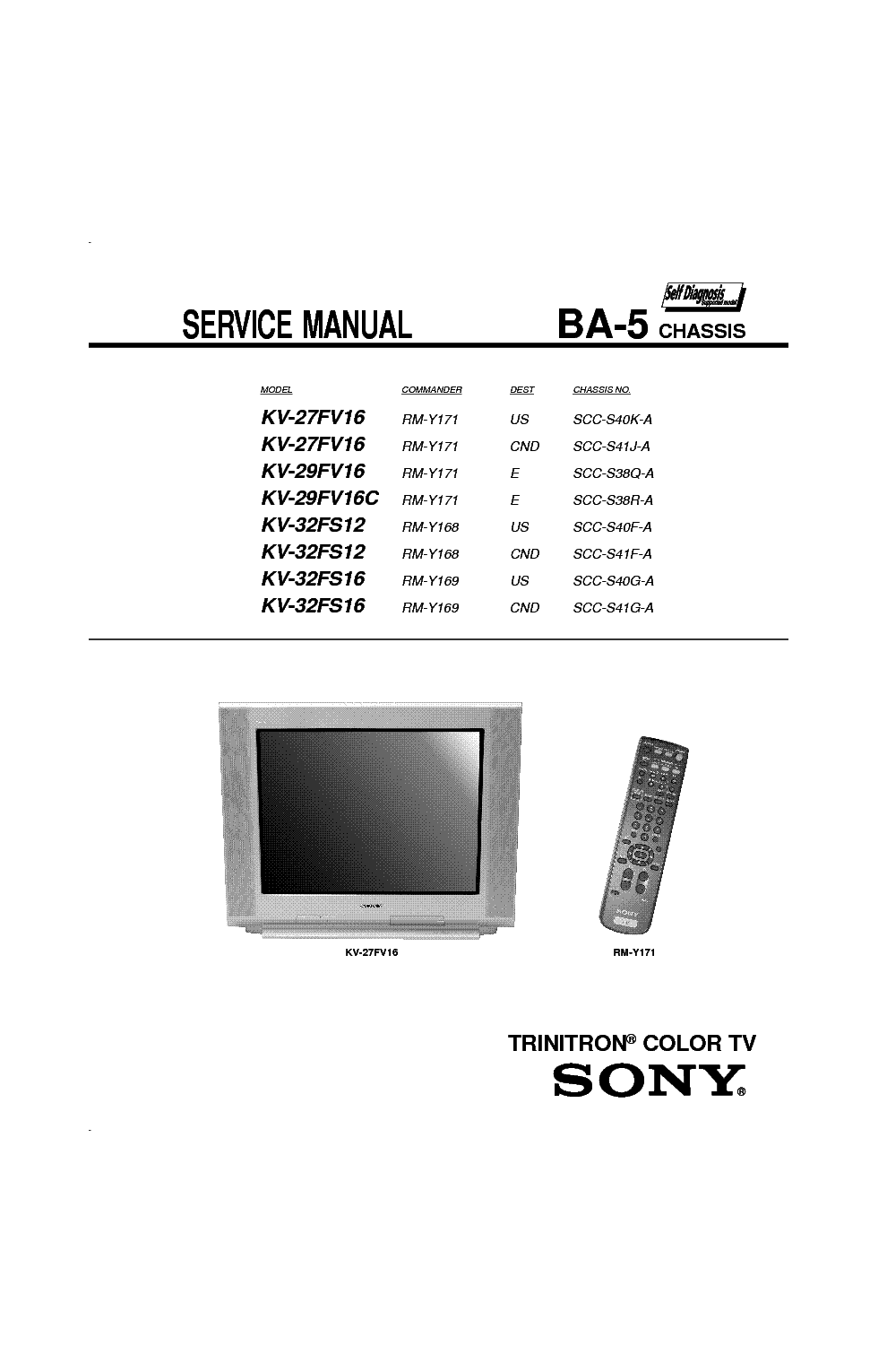 SONY KV-27-29FV16 32FS12-16 CH BA-5 SM service manual (1st page)