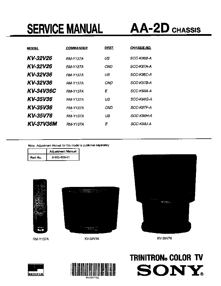 SONY KV-32V26-36 KV-34-35-37V36-76 CH AA-2D service manual (1st page)