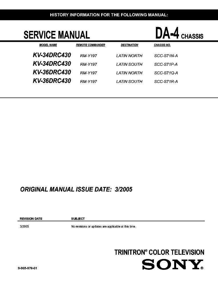SONY KV-34-36DRC430 CH DA-4 SM service manual (1st page)