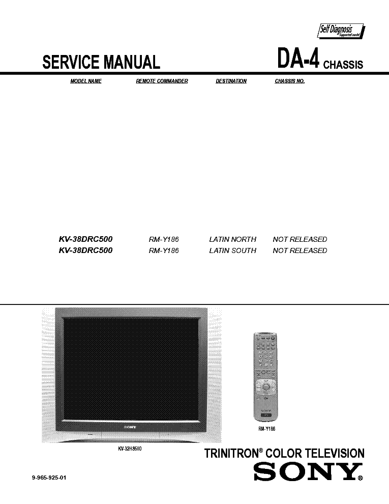 SONY KV-38DRC500 service manual (1st page)