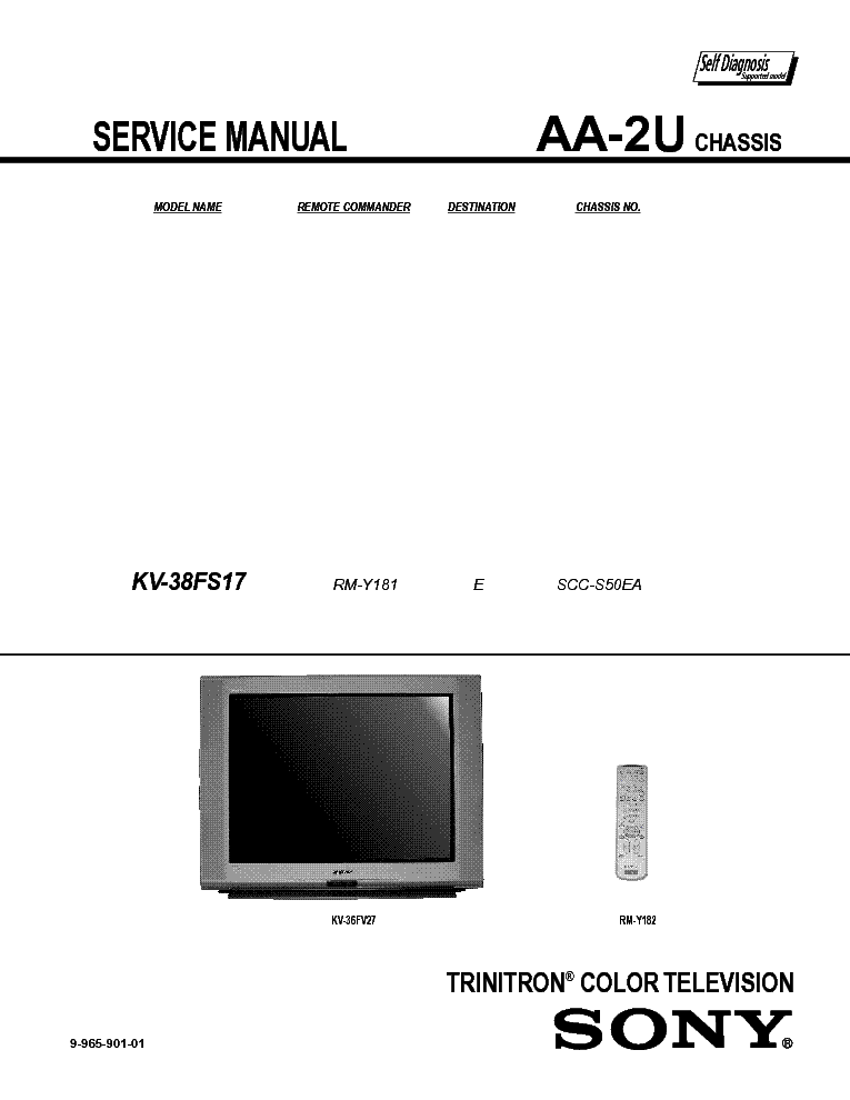 SONY KV-38FS17 service manual (1st page)
