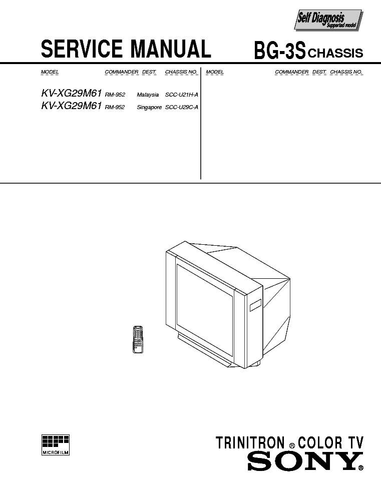 SONY KV-XG29M61 CHASSIS BG-3S service manual