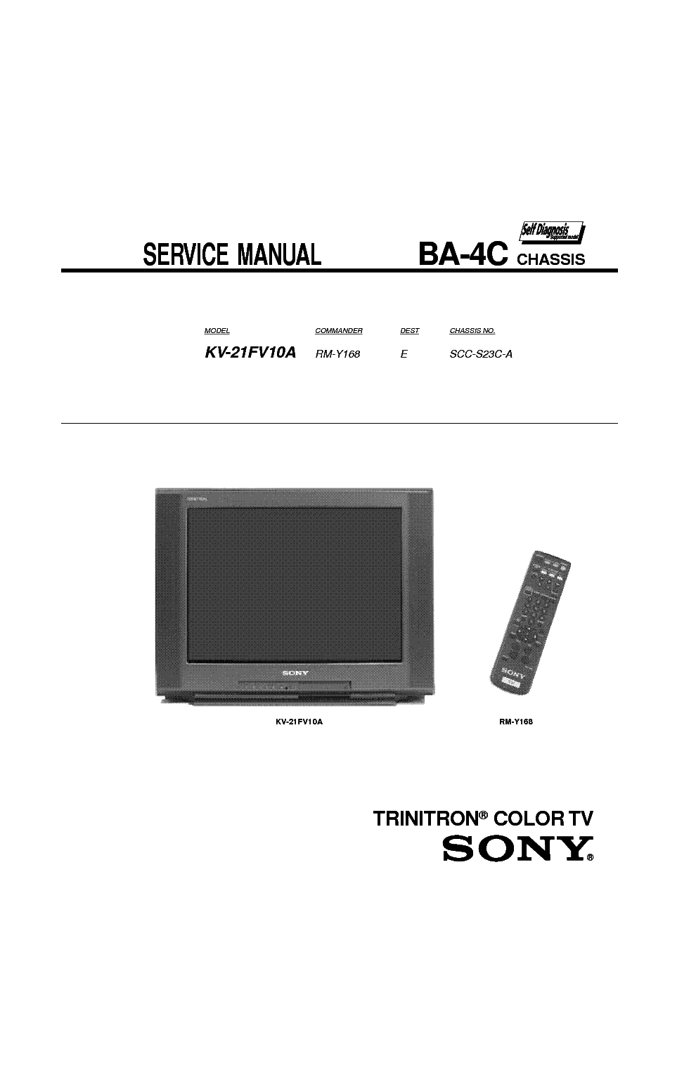 SONY KV21FV10A CHASSIS BA4C service manual (1st page)