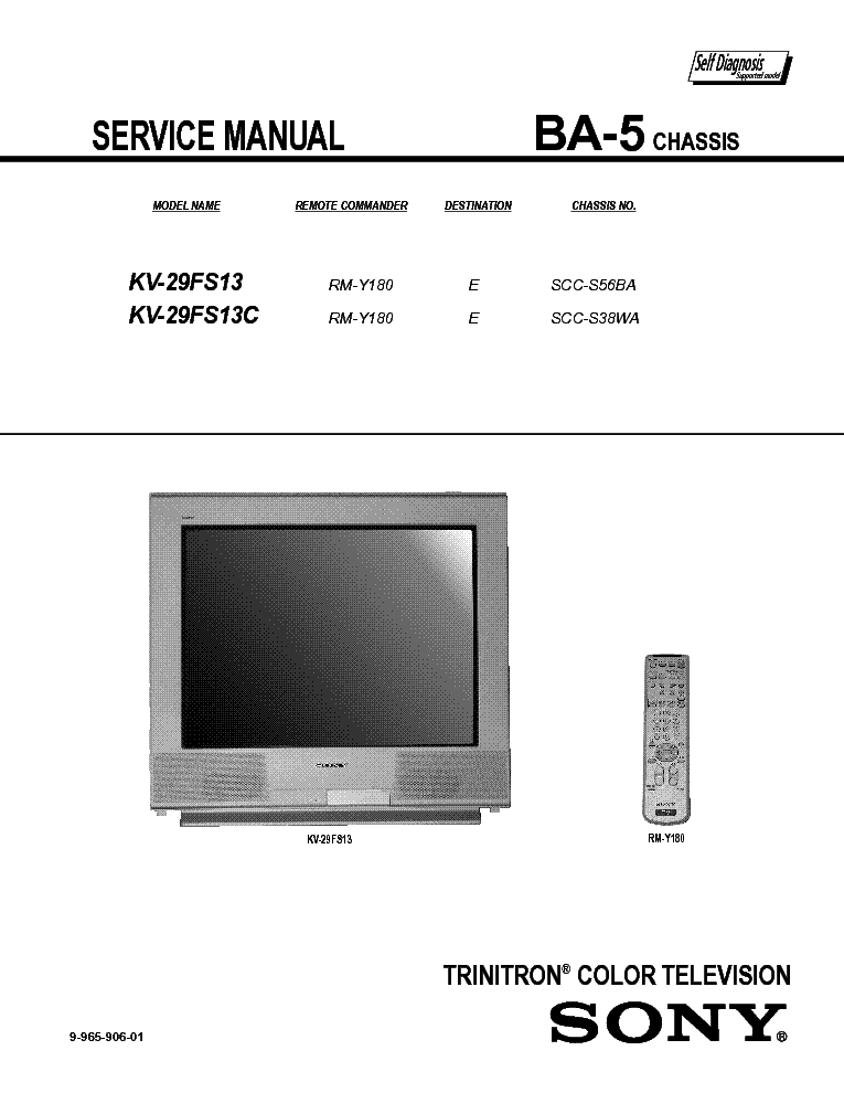 SONY KV29FS13C CHASSIS BA5 service manual (1st page)