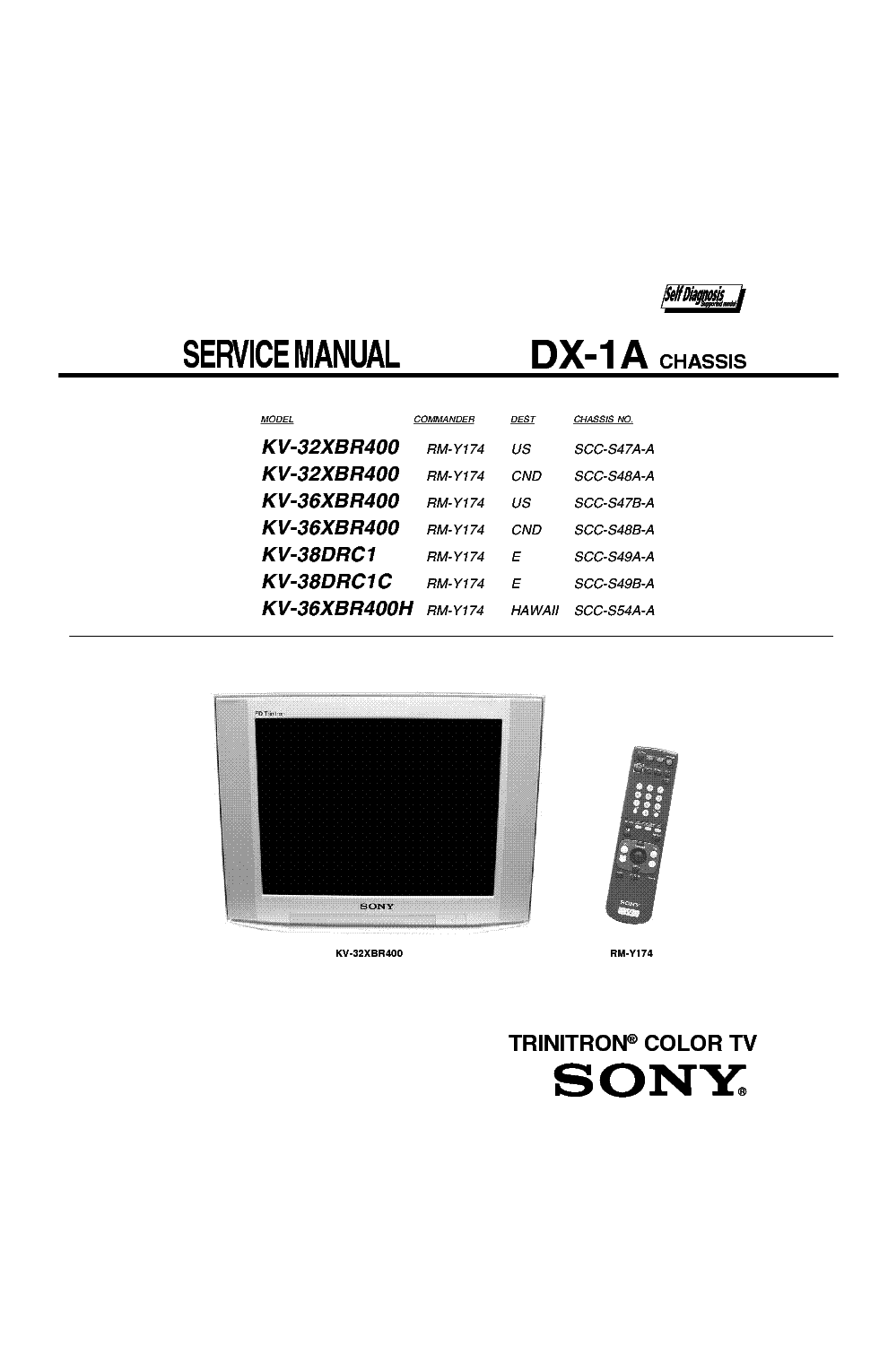 SONY KV32XBR400 36XBR400 38DRC1 CH DX1A SM service manual (1st page)