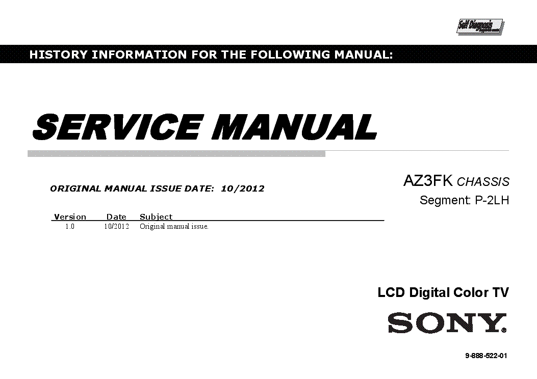 SONY KVL-KDL-55EX630 CHASSIS AZ3FK VER.1.0 SEGM.P-2LH SM service manual (1st page)