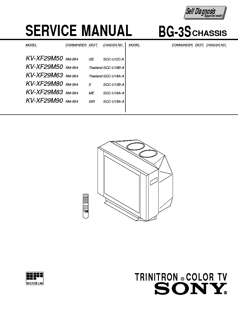 SONY KVXF29M CHASSIS BG-3S service manual (1st page)