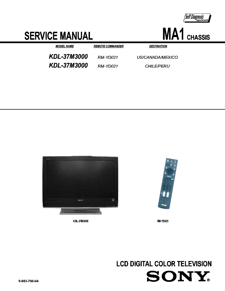 SONY KDL-37M3000 CH MA1 service manual (2nd page)