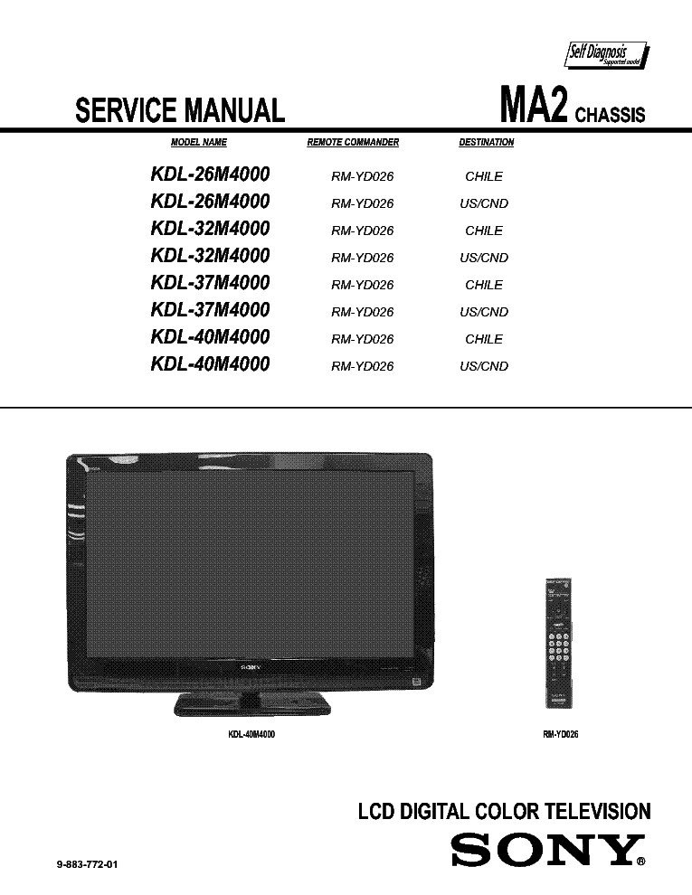 SONY KDL-26-32-37-40M4000 CH MA2 SM service manual (2nd page)