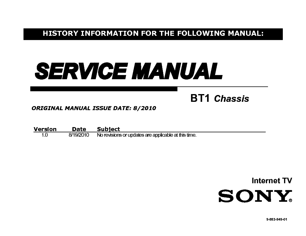 SONY NSX-24GT1 32GT1 40GT1 46GT1 CHASSIS BT1 service manual (1st page)