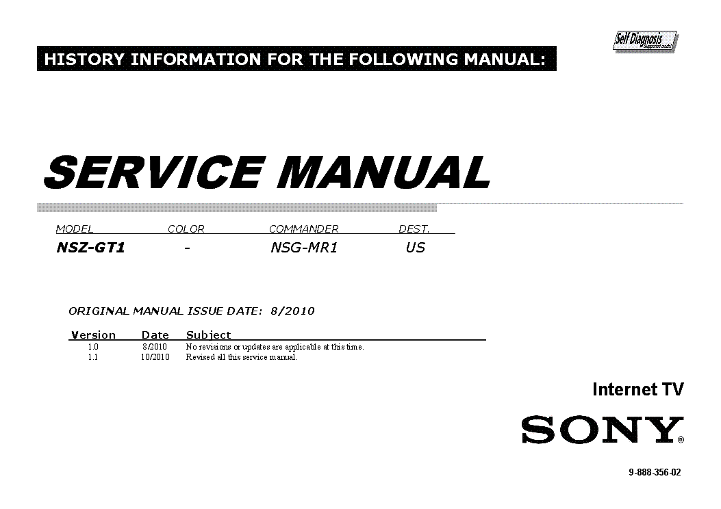 SONY NSZ-GT1 VER.1.1 SM service manual (1st page)