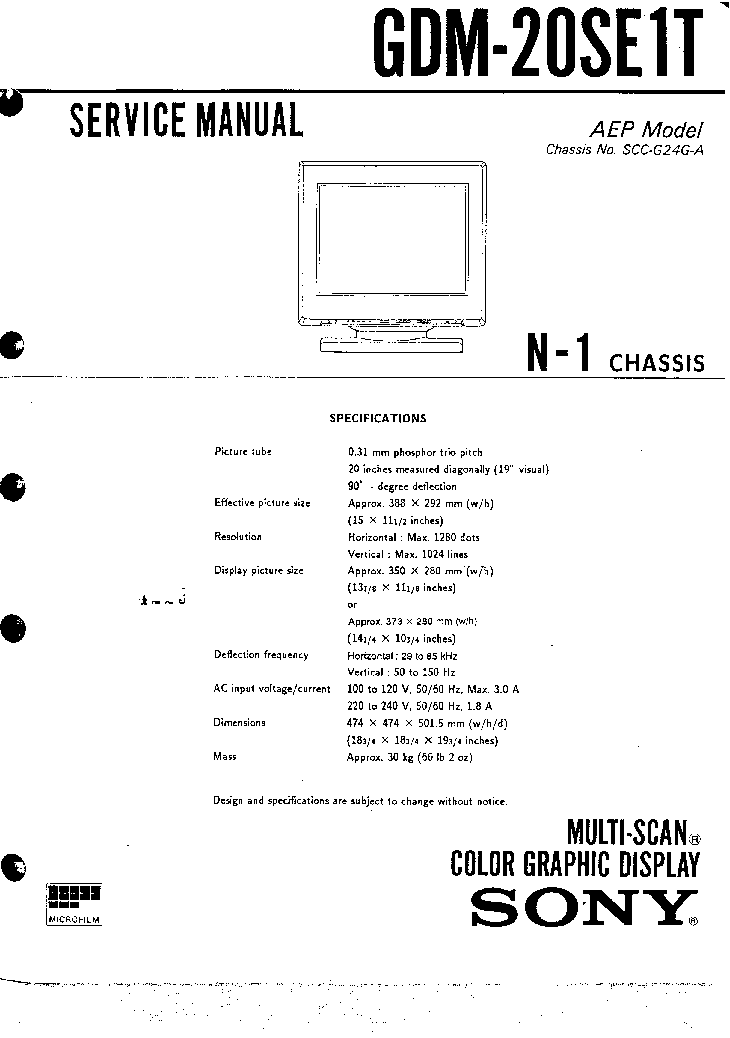 SONY SCC-G24G N-1 GDM-20SE1T service manual (1st page)