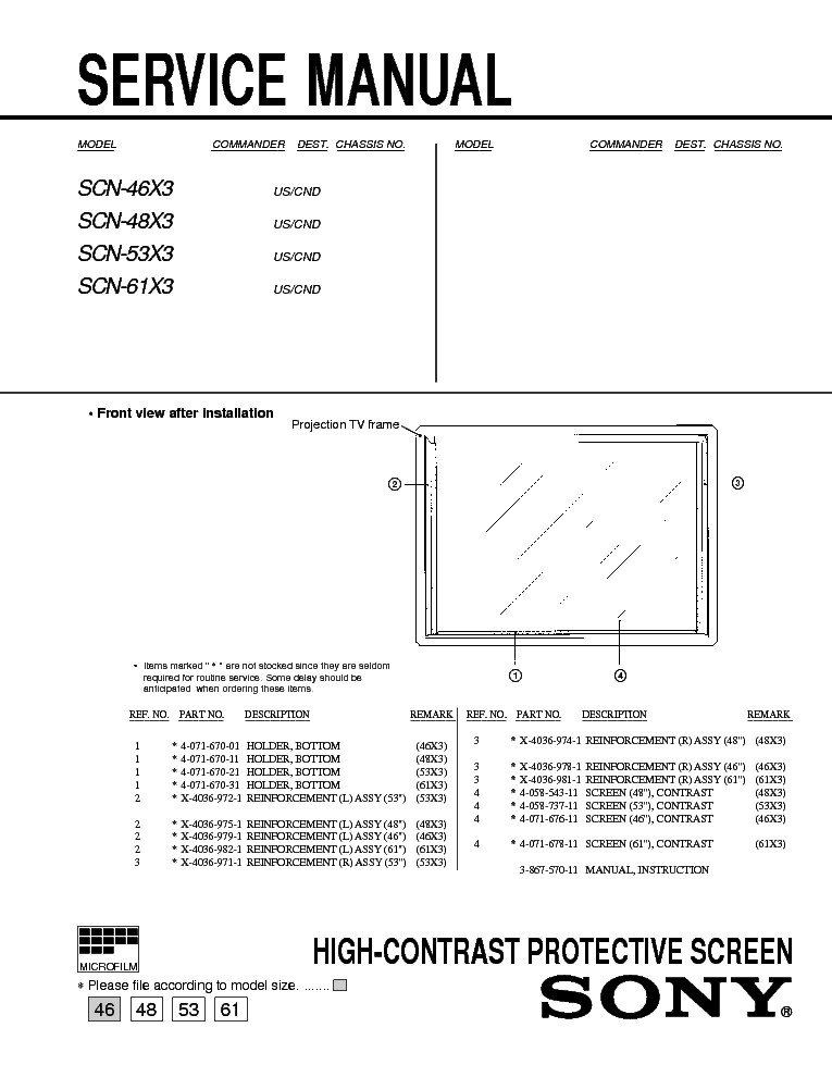 SONY SCN-46X3 48X3 53X3 61X3 SM service manual (1st page)