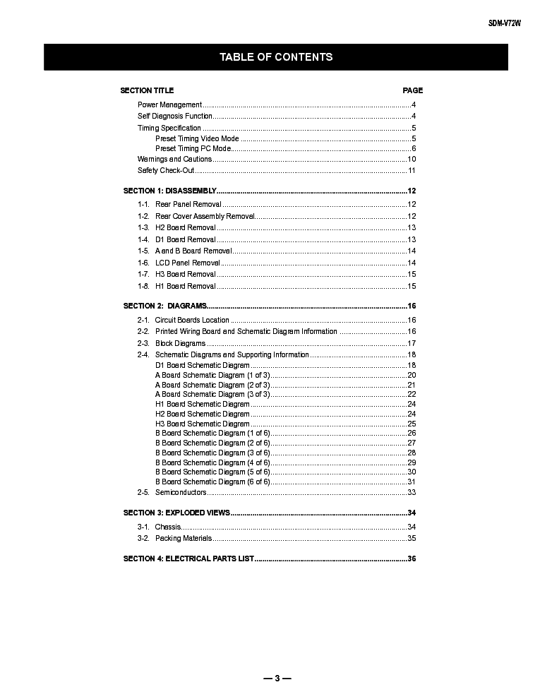 SONY SDM-V72W CHASSIS AIVT SM service manual (2nd page)
