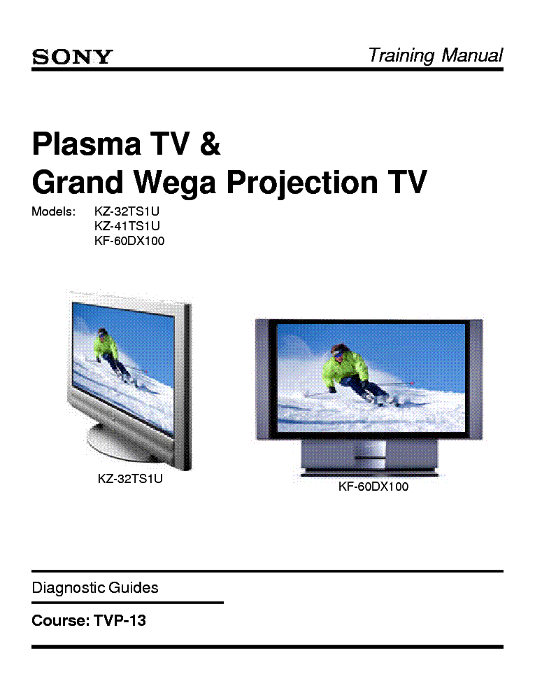 SONY TVP13 PLASMA TV TRAINING MANUAL service manual (1st page)