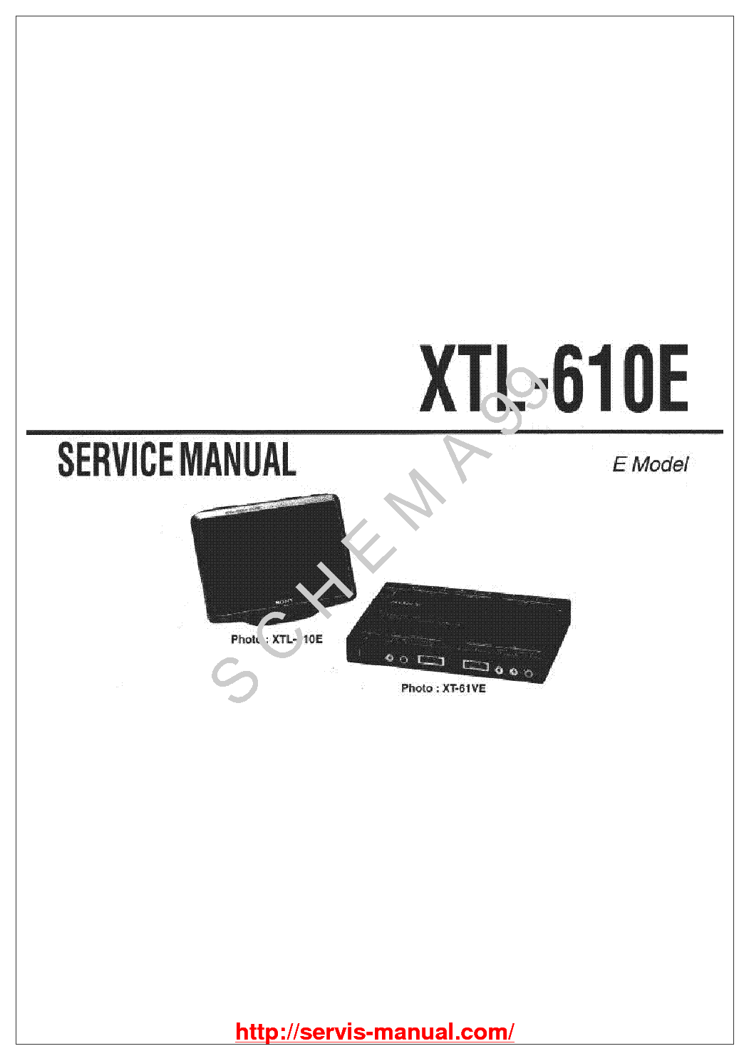 SONY XTL610E LCDTV service manual (1st page)