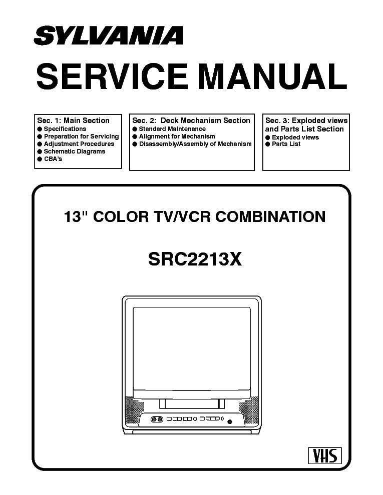 SYLVANIA SRC2213X T5408UJ TV-VCR COMBO Service Manual download ...
