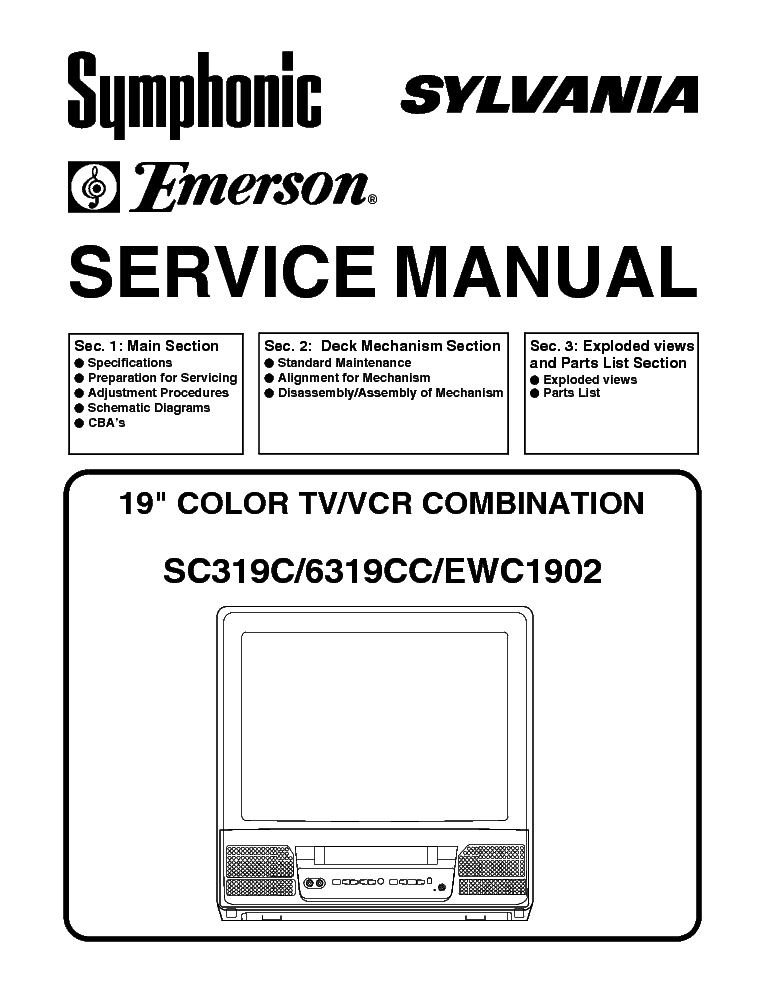 SYMPHONIC EMERSON SYLVANIA 6319CC EWC1902 SC319C SM Service Manual ...