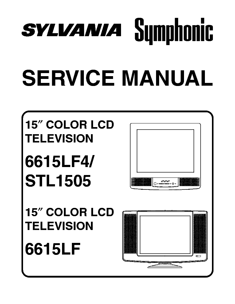 SYMPHONIC SYLVANIA 6615LF 6615LF4 STL1505 SM Service Manual download