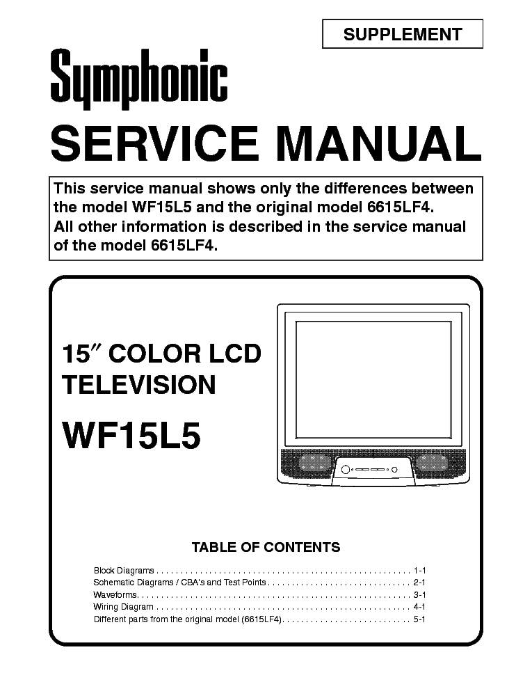 SYMPHONIC WF15L5 SM Service Manual download, schematics, eeprom, repair ...