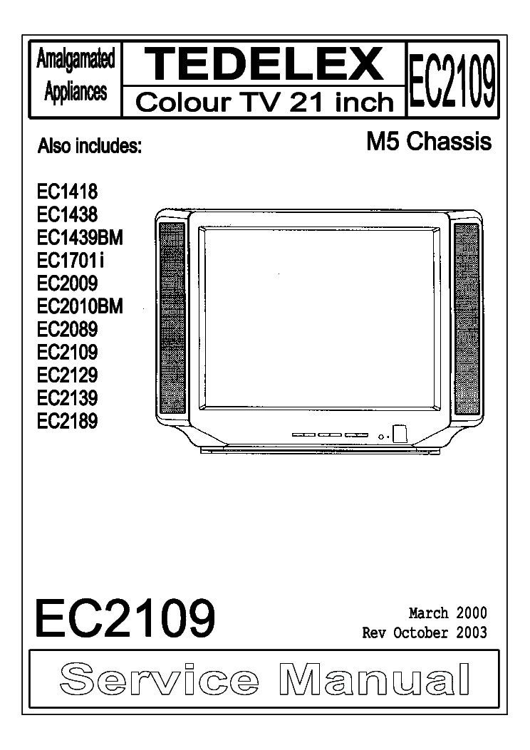 TEDELEX EC2109 EC1418 EC1438 EC1439BM EC1701I EC2009 EC2010BM EC2089 EC2129 EC2139 EC2189 CHASSIS M5 service manual