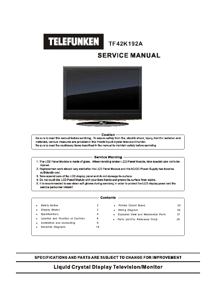 TELEFUNKEN 42K191 service manual