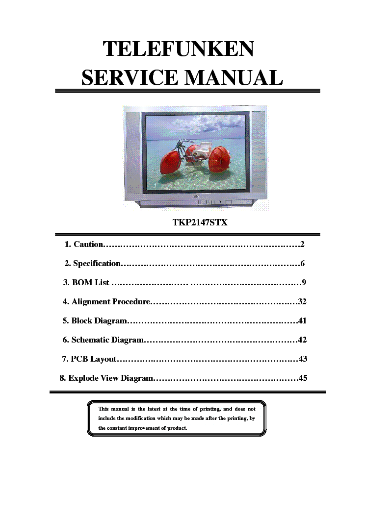 TELEFUNKEN TKP2147STX service manual