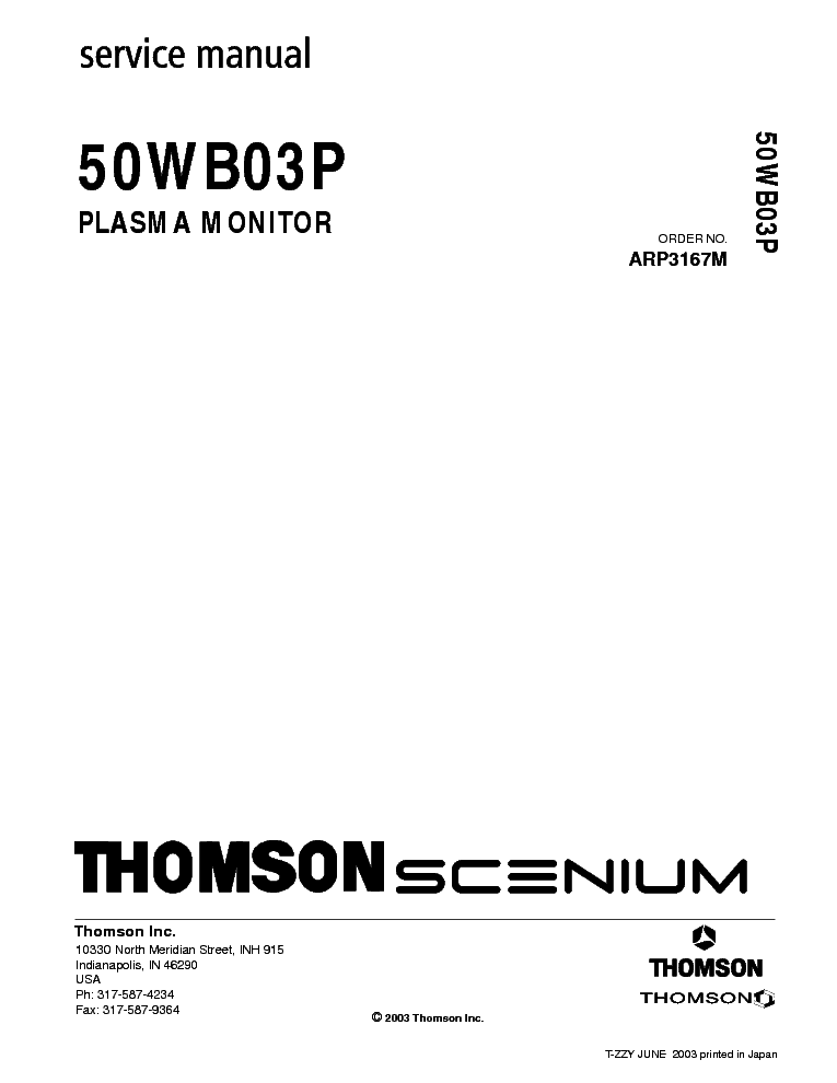 THOMSON 50WB03P SM service manual