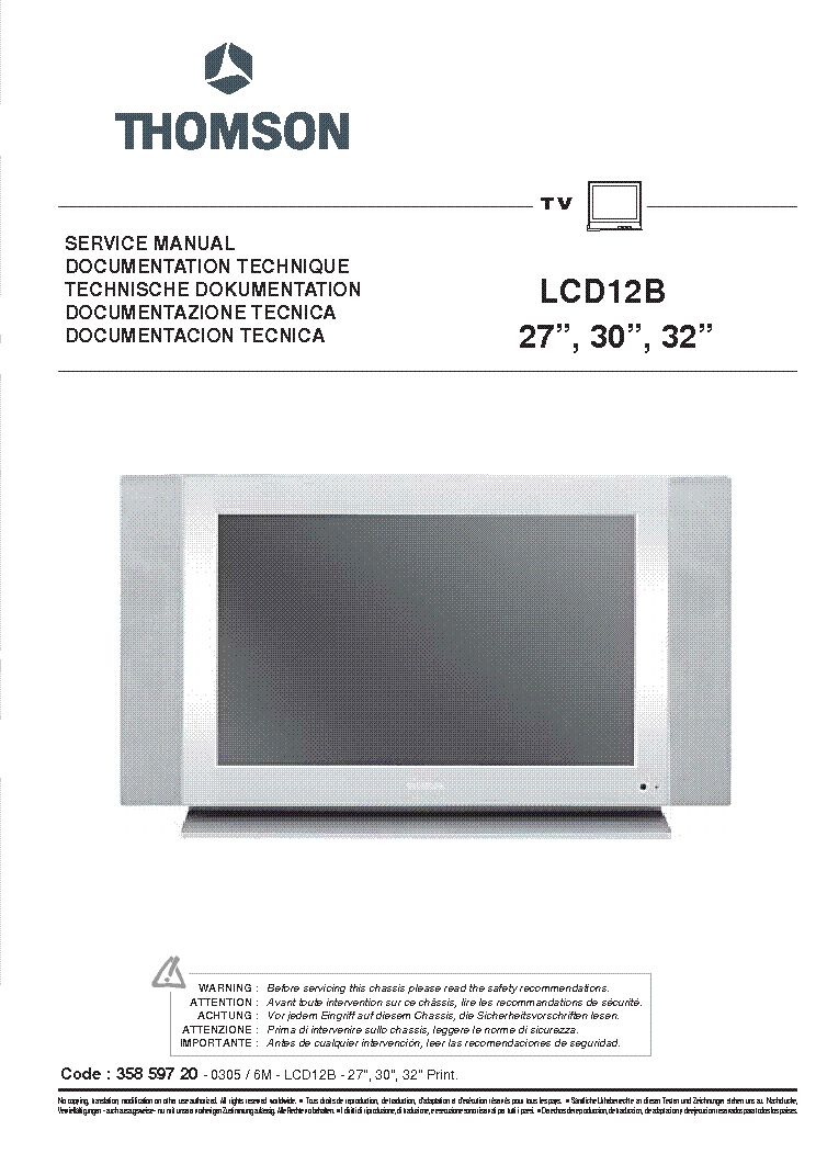 THOMSON CHASSIS LCD12B 32LB125B5 service manual