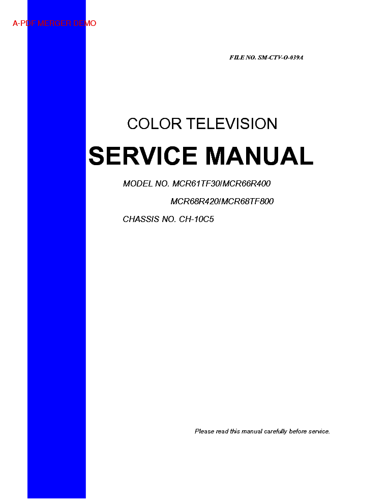 THOMSON MCR61TF30 MCR66R400 MCR68R420 MCR68TF800 CHASSIS CH-10C5 SM service manual
