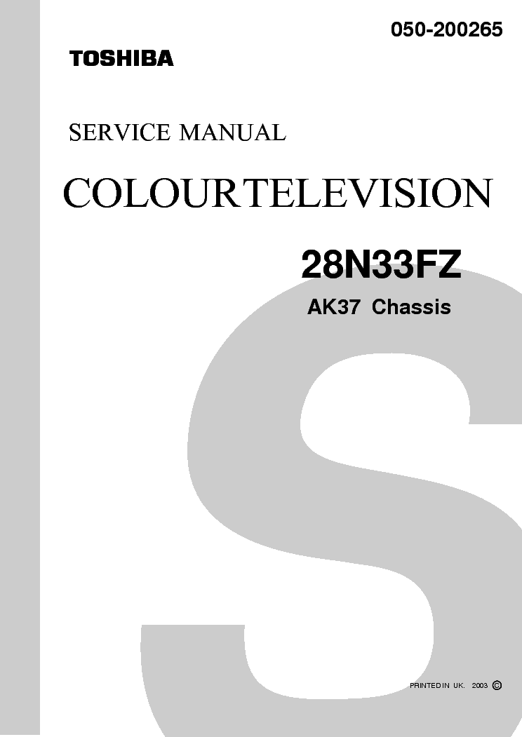 TOSHIBA 28N33FZ CH AK37 SM service manual