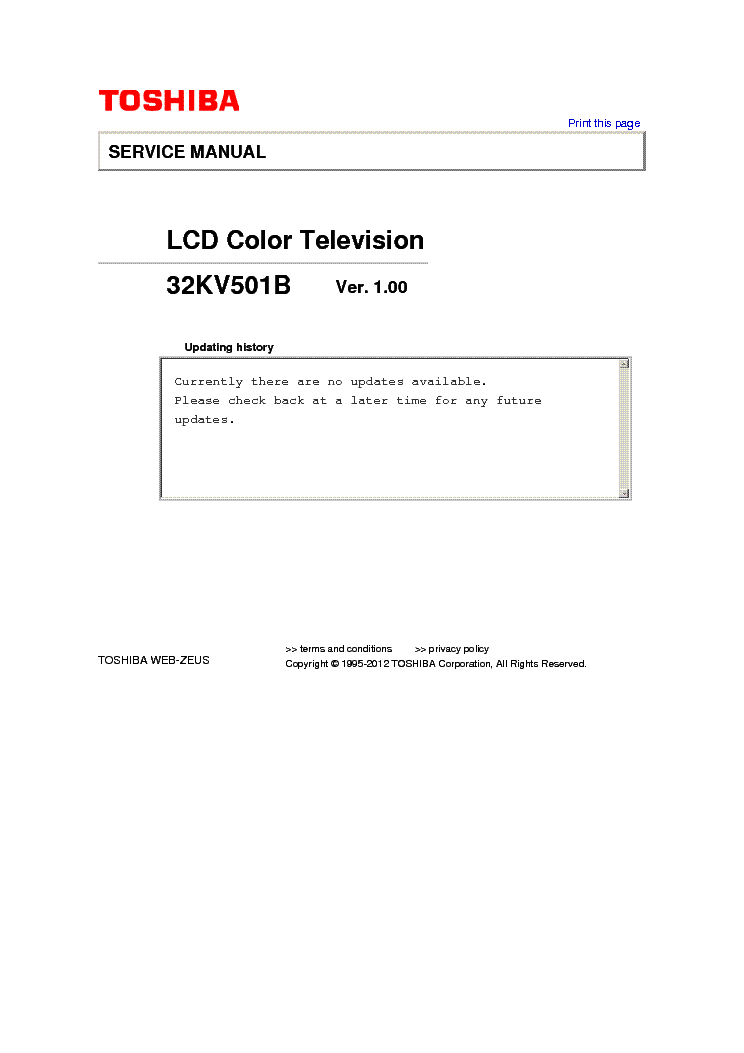 TOSHIBA 32KV501B CHASSIS 17MB60-4 VER.1.00 service manual