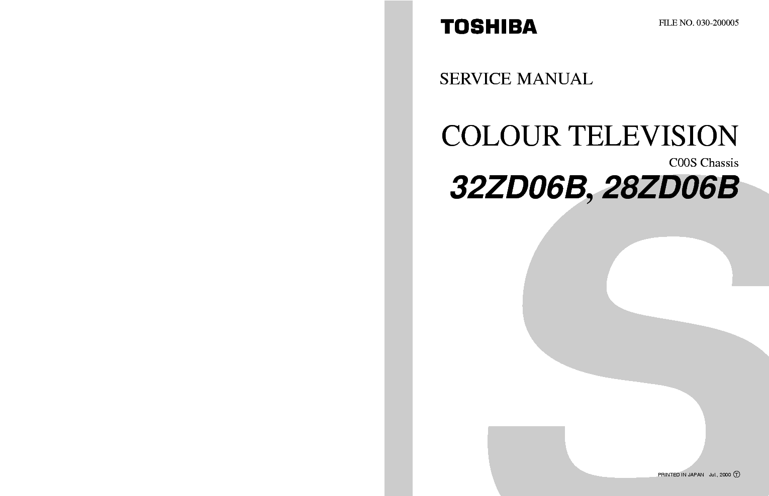 TOSHIBA 32ZD06B 28ZD06B CH C00S SM service manual (1st page)