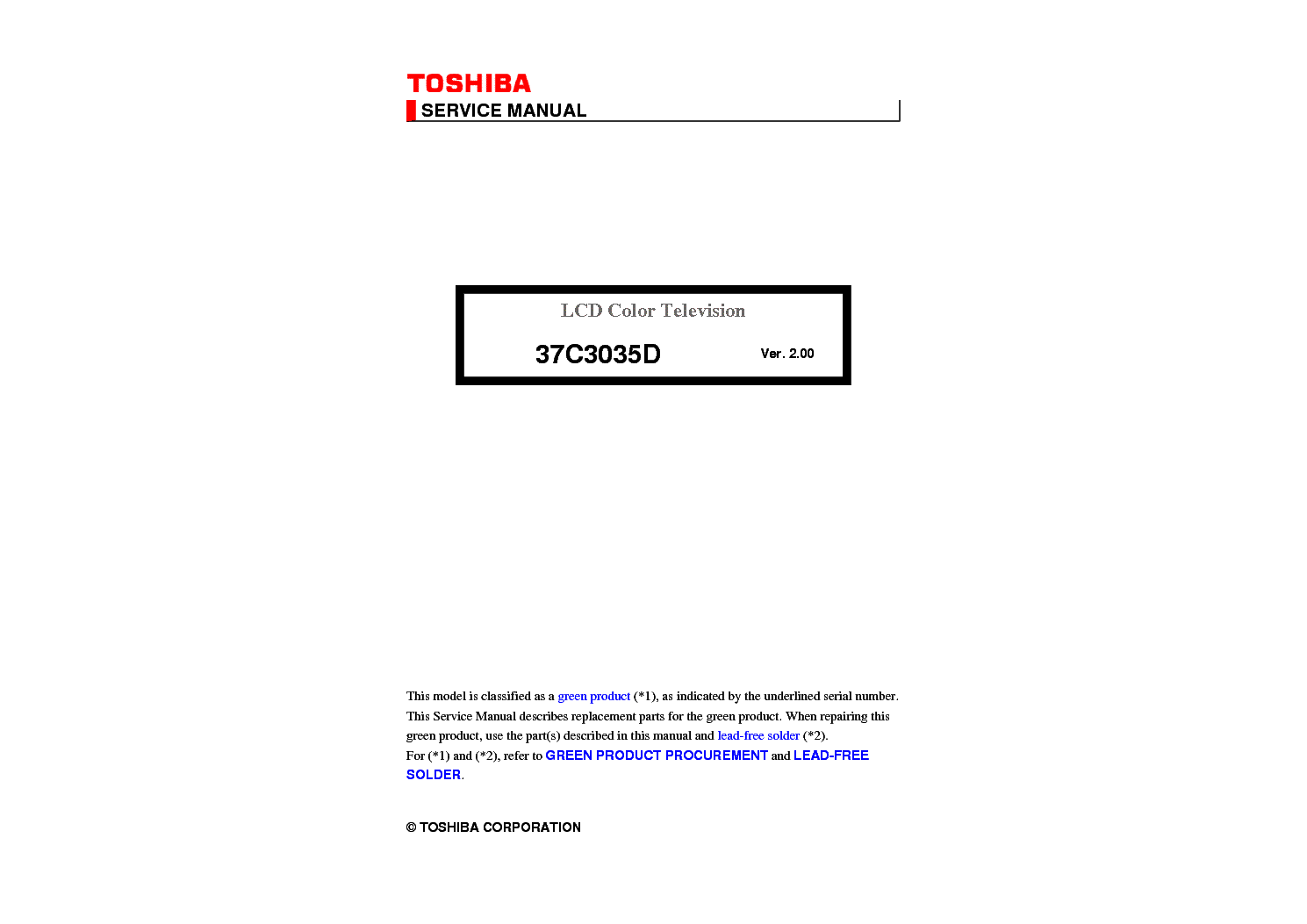 TOSHIBA 37C3035D VER.2.00 service manual