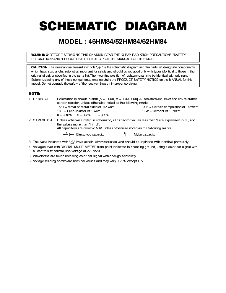 TOSHIBA 46HM84 52HM84 62HM84 service manual