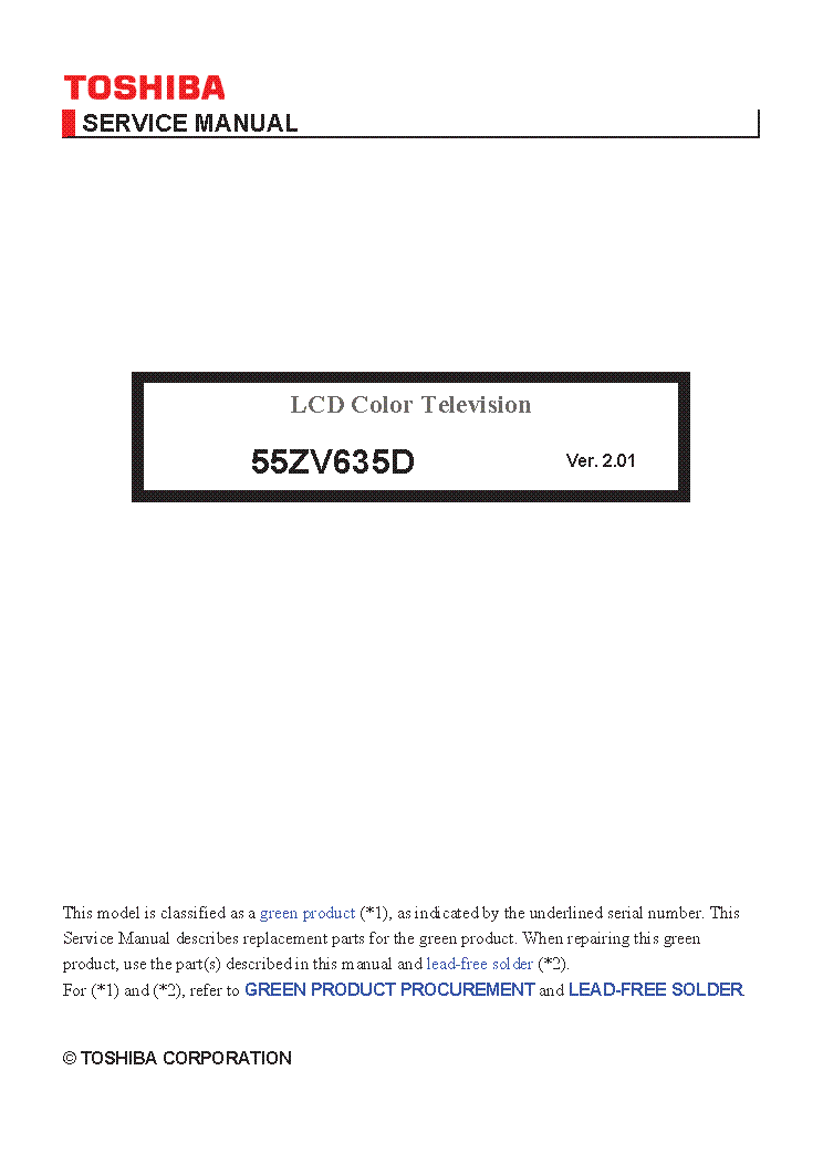 TOSHIBA 55ZV635D VER.2.01 SM service manual