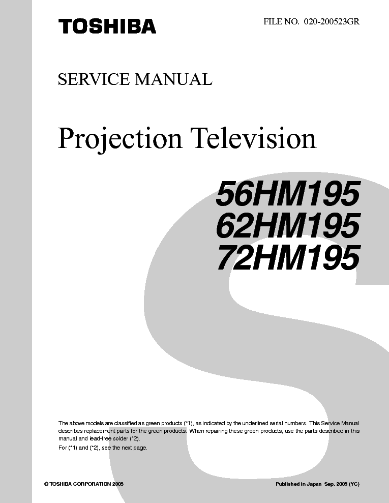 TOSHIBA 56-62-72HM195 SM service manual
