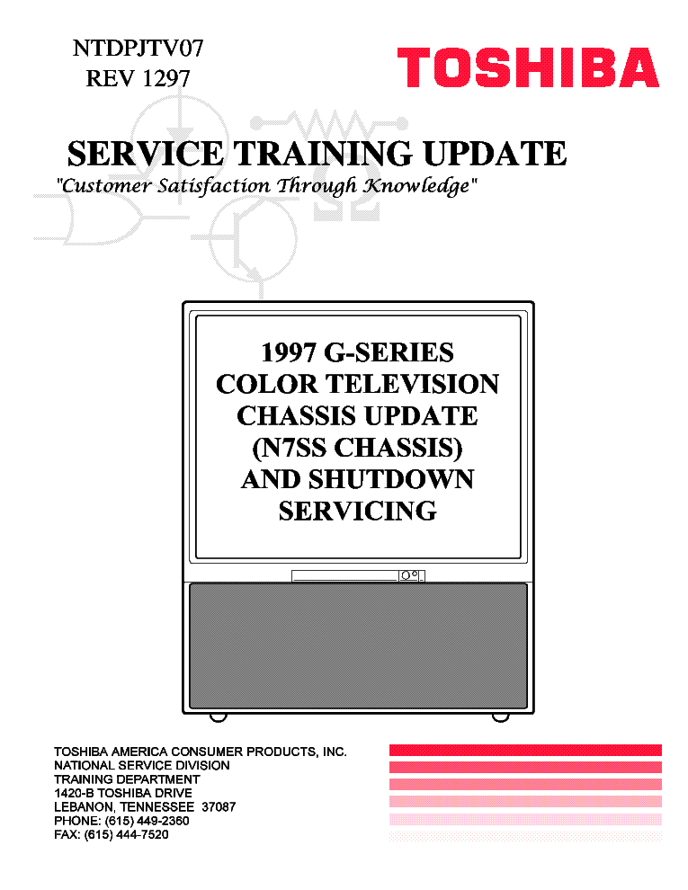 TOSHIBA NTDPJTV07F G SERIES CH N7SS service manual