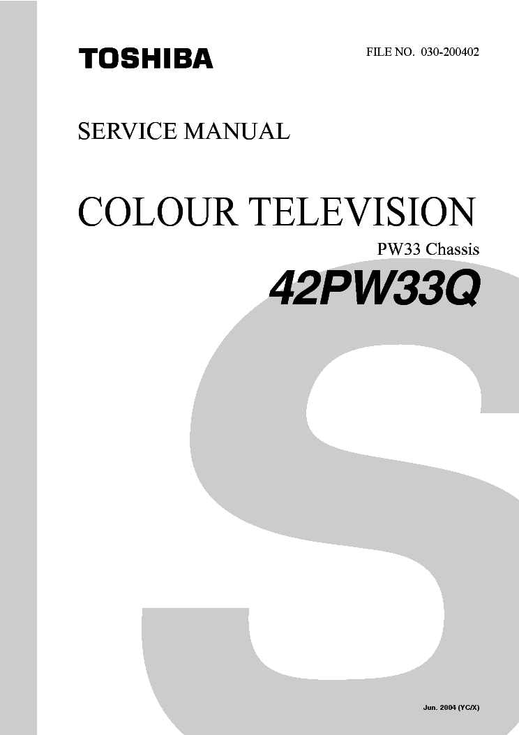 TOSHIBA W33 CHASSIS 42PW33Q PROJECTION service manual