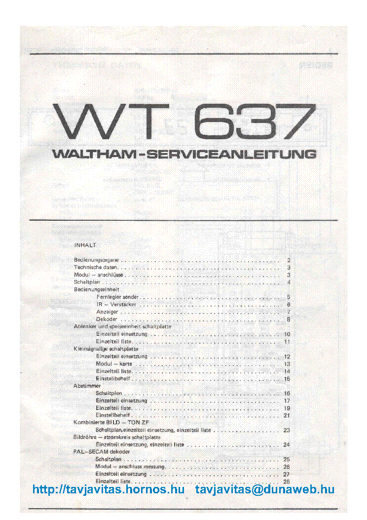 VIDEOTON WT637 service manual