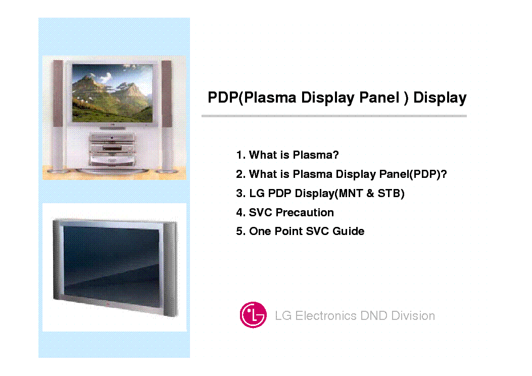 LG-PDP-TRAINING PLASMA TRAINING TV ALAPOK service manual (1st page)
