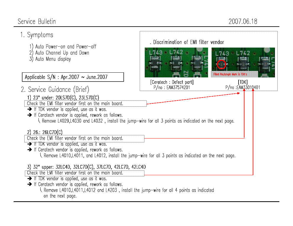 LG 2007 LCD-S COIL DEFECTS service manual (1st page)