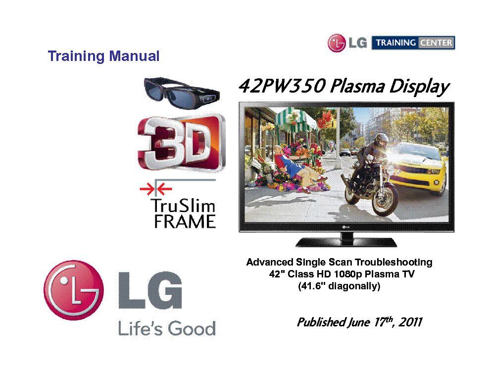 LG 42PW350 PDP 3D TV TRAINING service manual (1st page)