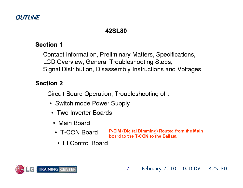 LG 42SL8000 42SL80 TRAINING service manual (2nd page)