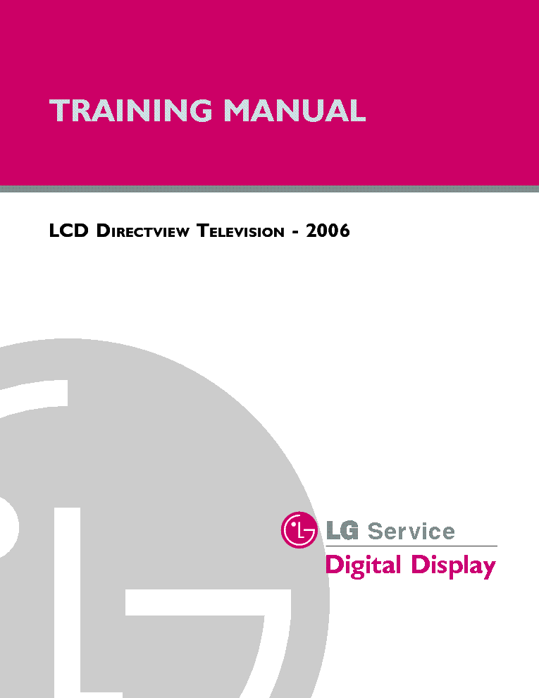 LG LCD TRAINING 2006 service manual (1st page)