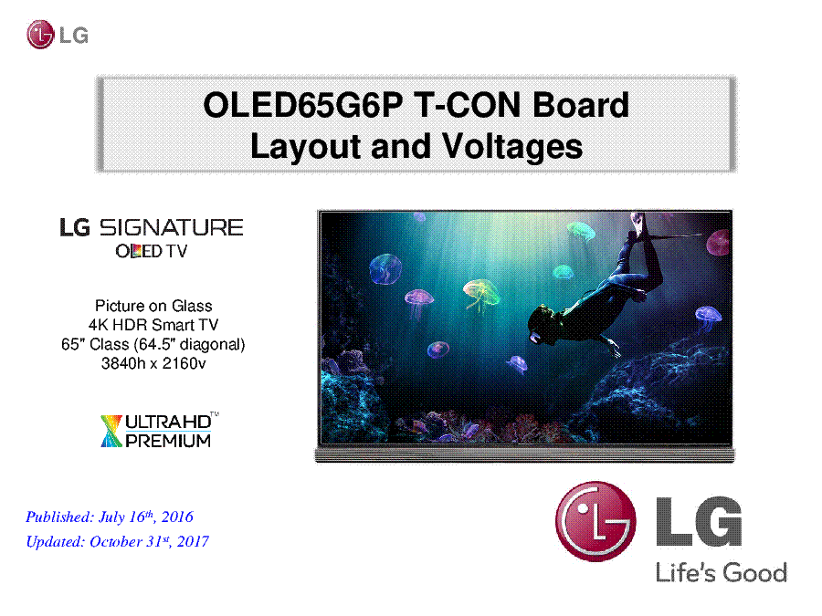 LG OLED65G6P T-CON BOARD LAYOUT VOLTAGES 2017 service manual (1st page)