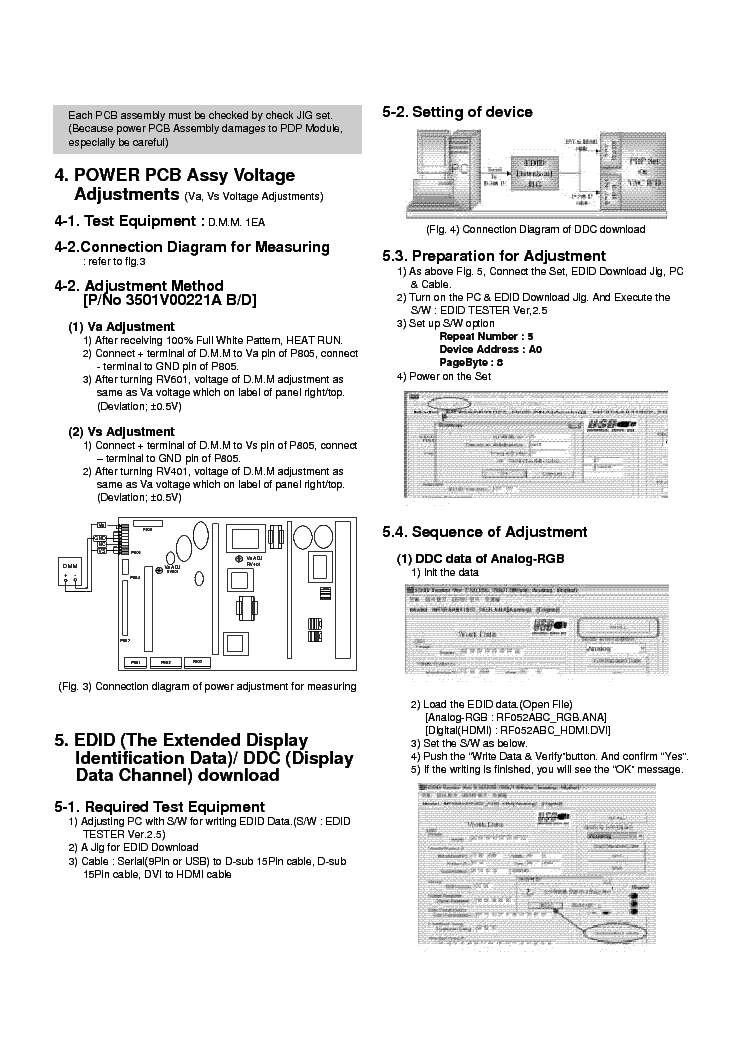 LG PLASMA RF-052A CHASSIS ADJUSTMENT INSTRUCTION service manual (2nd page)