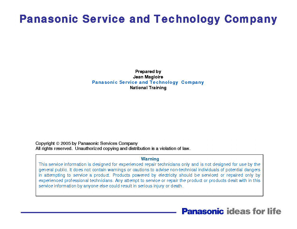 PANASONIC 103INCH-DISPLAY-MONITOR TRAINING service manual (2nd page)